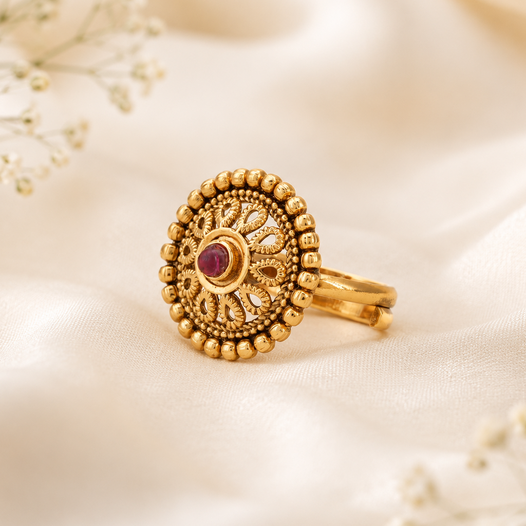 Gold Plated Ruby Finger Ring