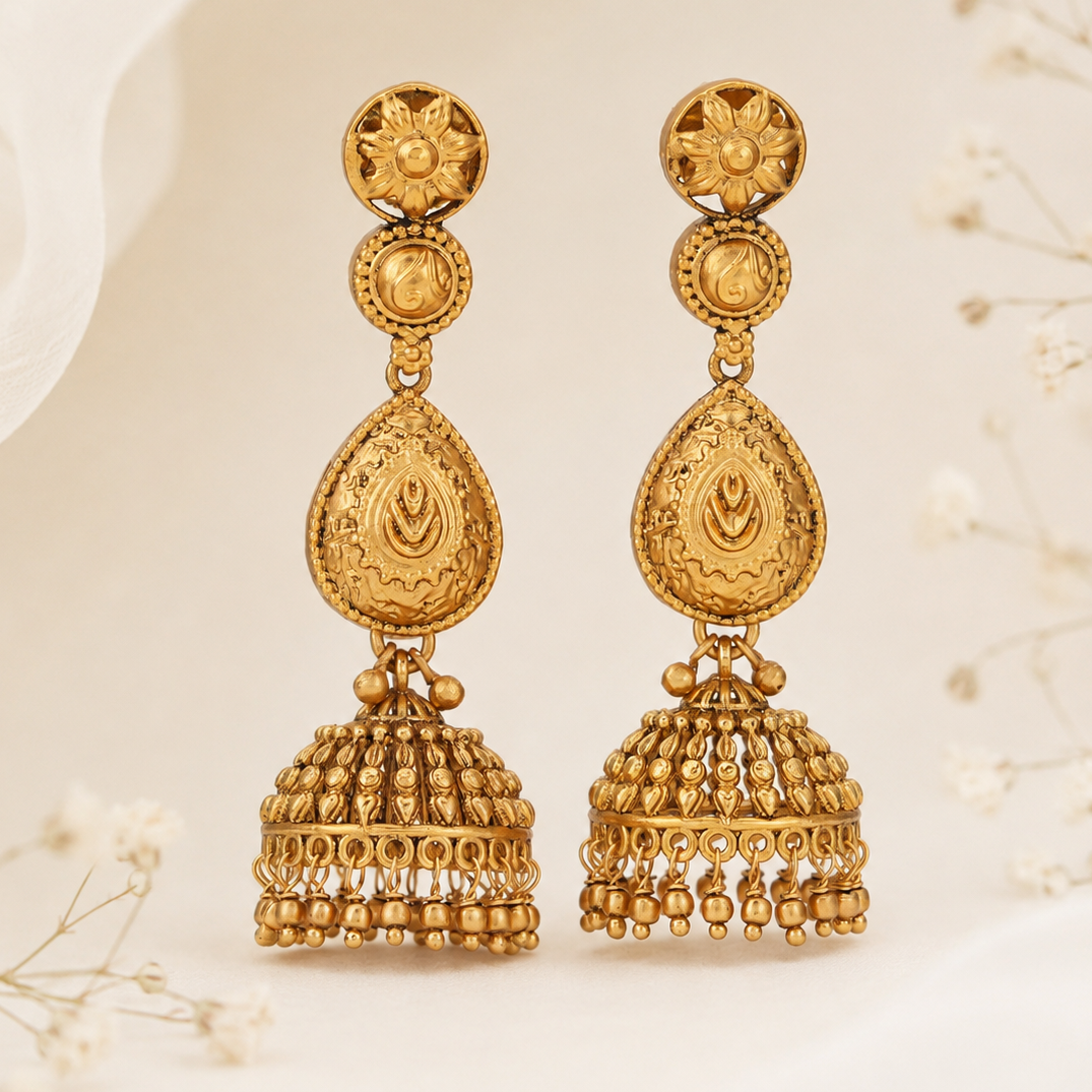 Plain jhumka gold earring
