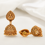 Maa Lakshmi plain gold jhumka earring