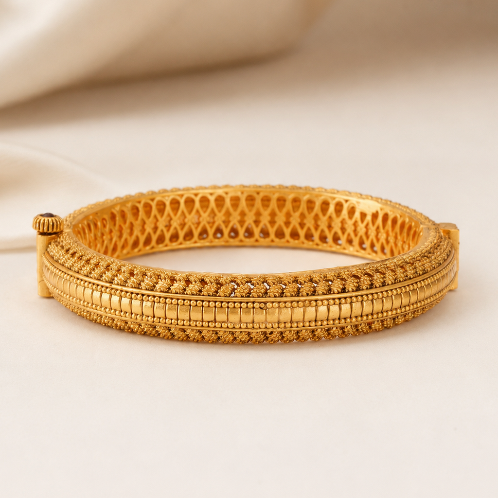 Gold Plated Plain Broad Kada