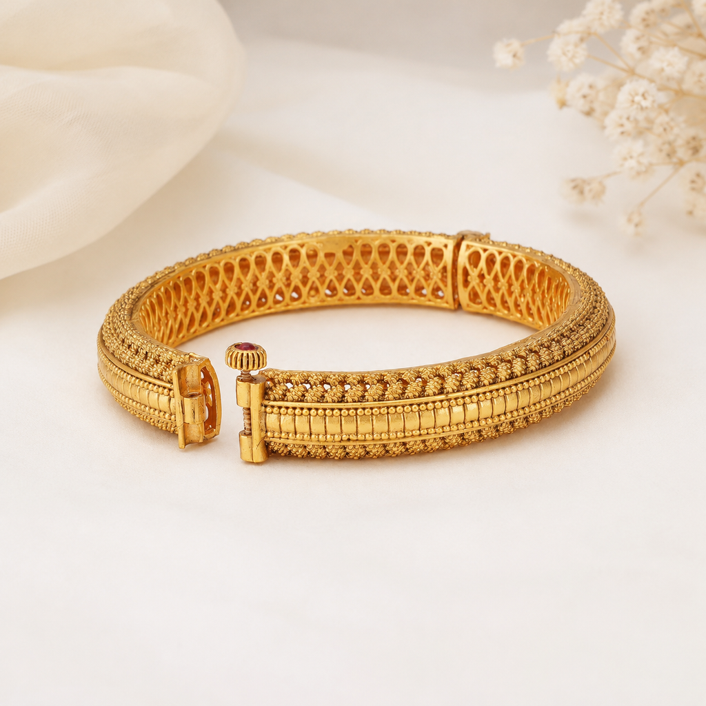 Gold Plated Plain Broad Kada