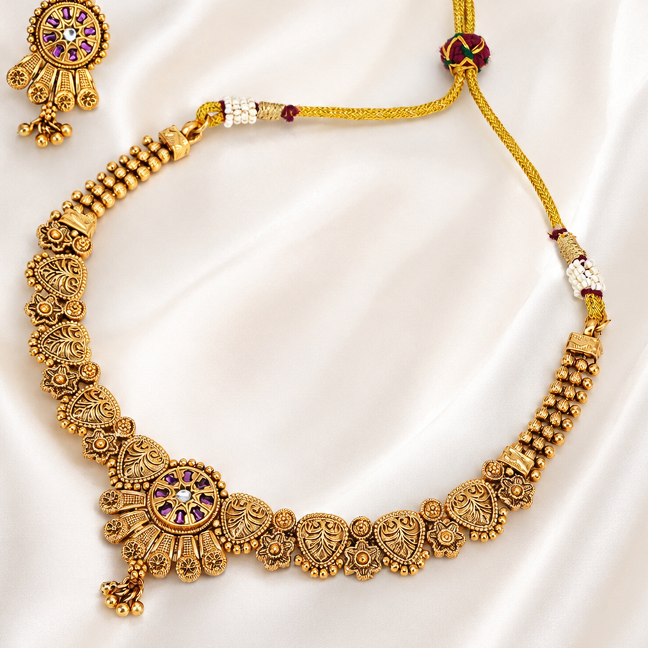 Gold Plated Stone Necklace Set