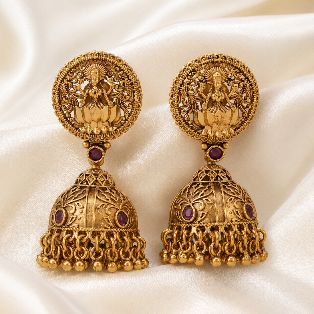 Gold maa lakshmi jhumka earring