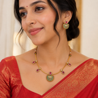 Stunning stone multicolor gold necklace set