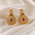 Gold Plated Long Layer Stone Necklace Set