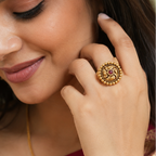 Gold Plated Spiral Ruby Finger Ring