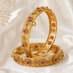 Stunning floral ruby bangle set