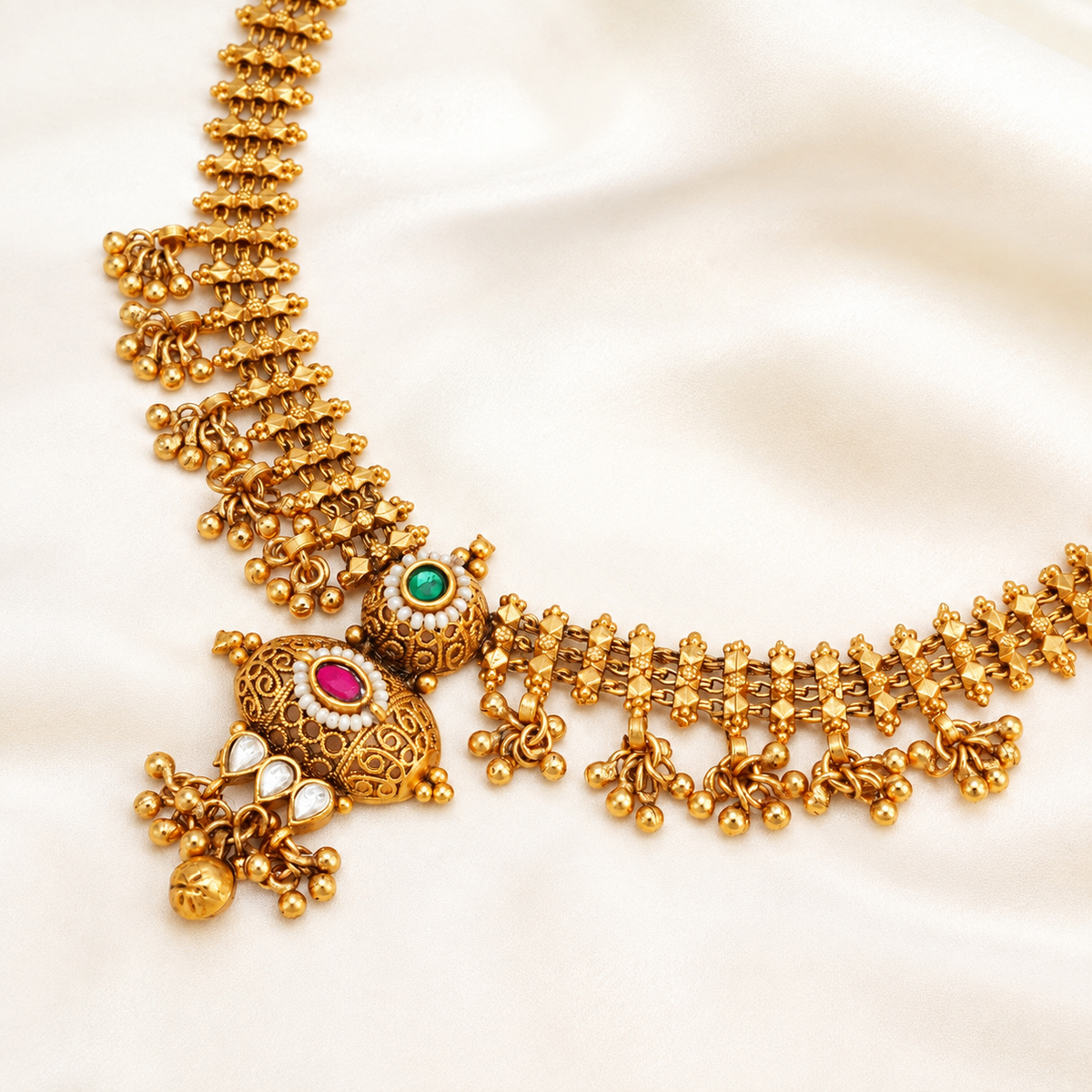 Gold Plated Kundan Stone Necklace Set