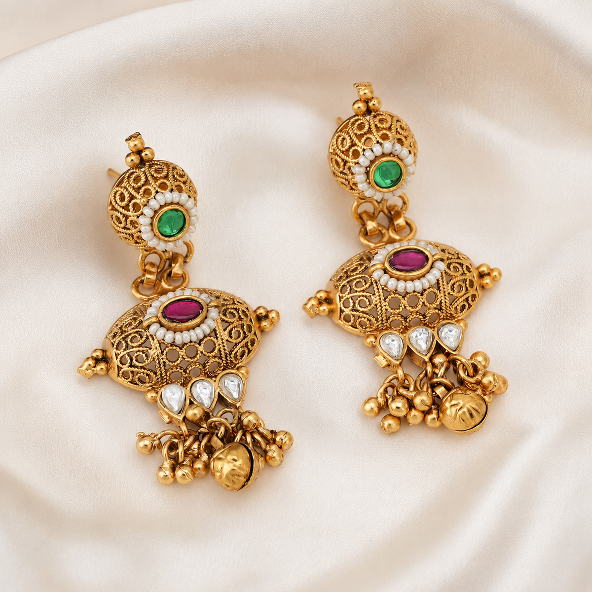 Gold Plated Kundan Stone Necklace Set