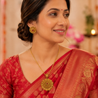 Gold Plated Floral Big Pendant Set