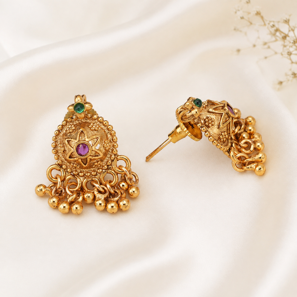 Plain gold ruby necklace set