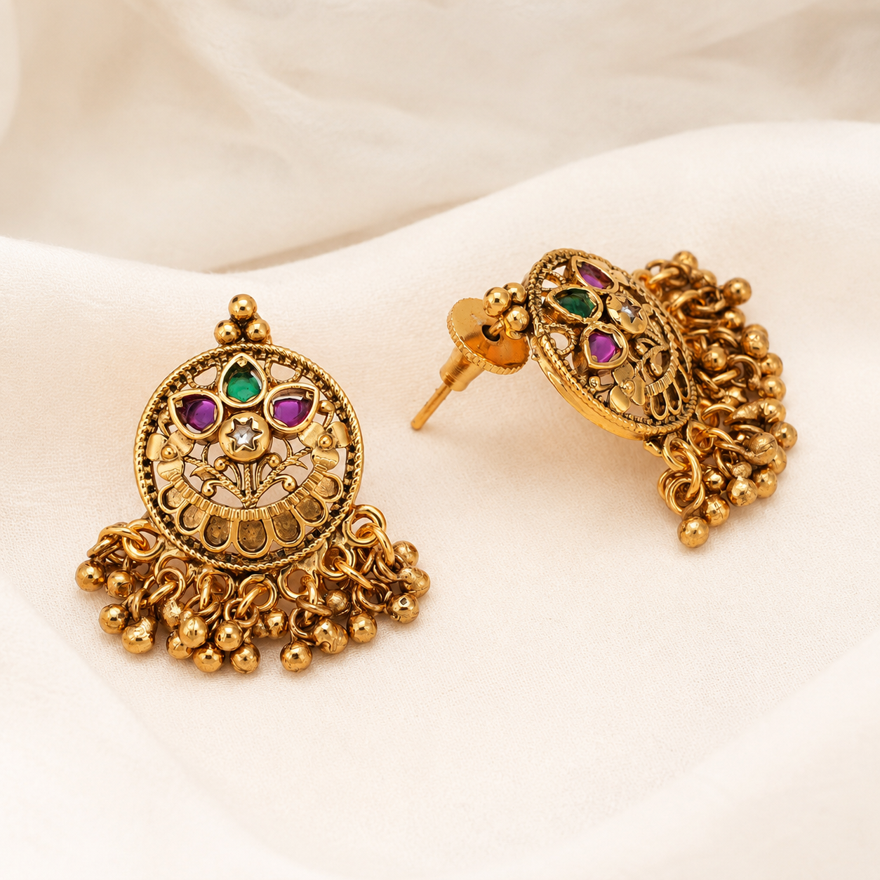 Beautiful stone gold pendant set with earring