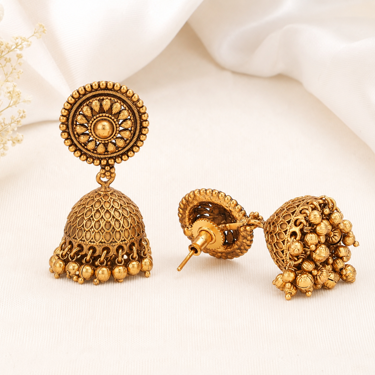 Stunning long antique gold necklace set