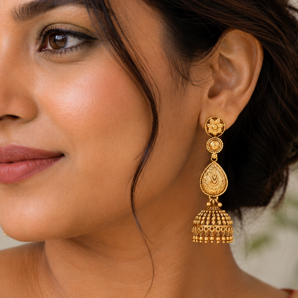Plain jhumka gold earring