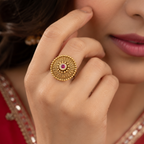 Gold Plated Ruby Stone Finger Ring