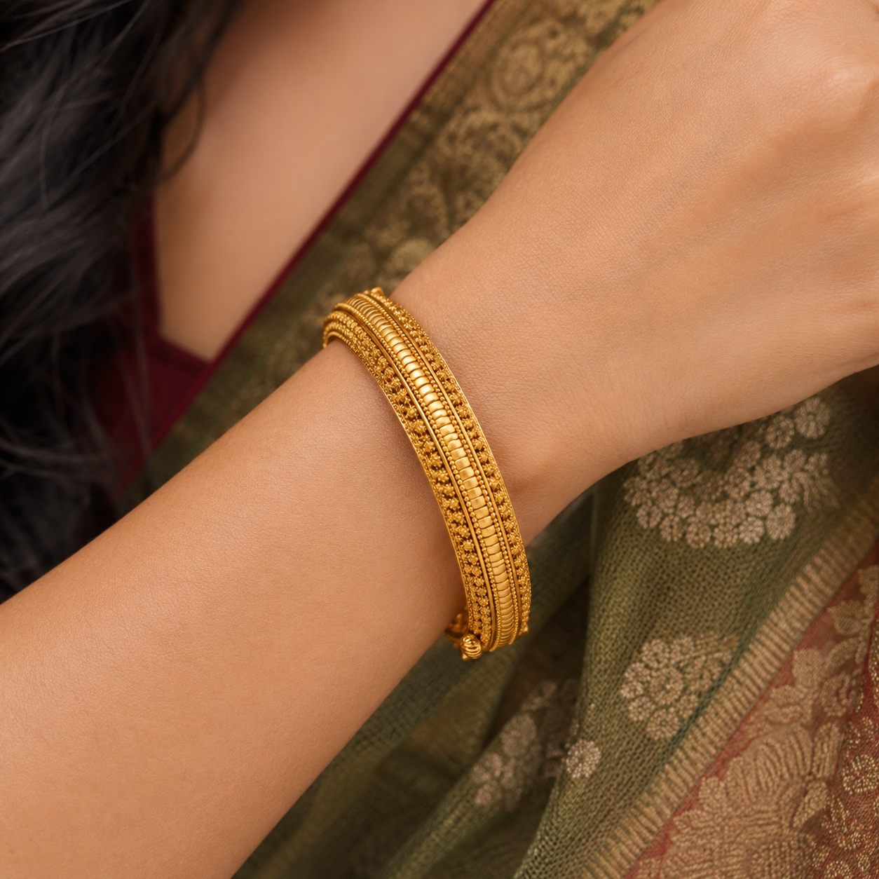 Gold Plated Plain Broad Kada