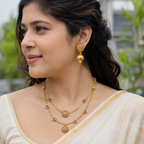 Antique Gold Multicolor Stone Layer Necklace Set