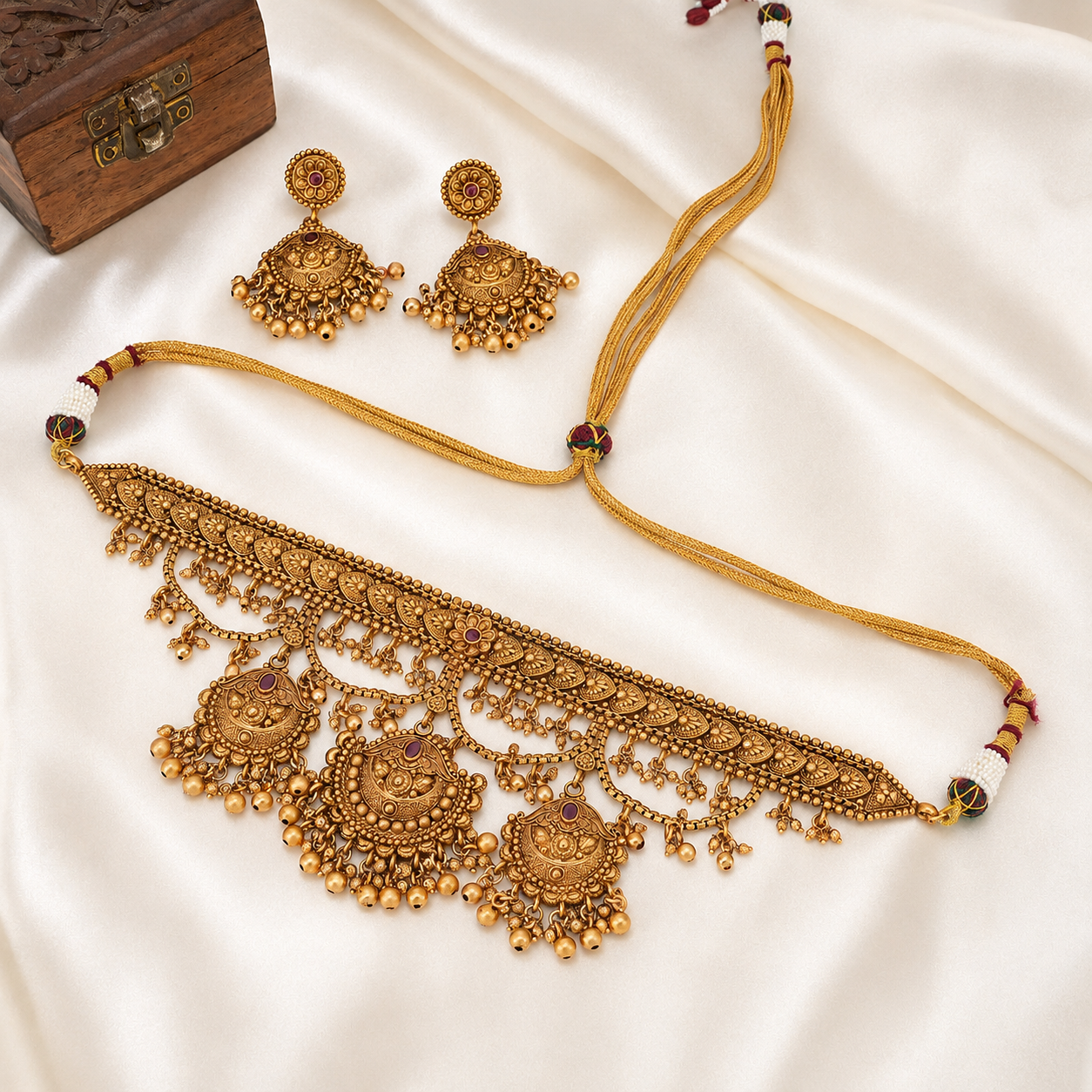 Gold Plated Plain Choker Necklace Set