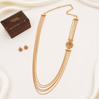 Beautiful side brooch gold chain necklace set