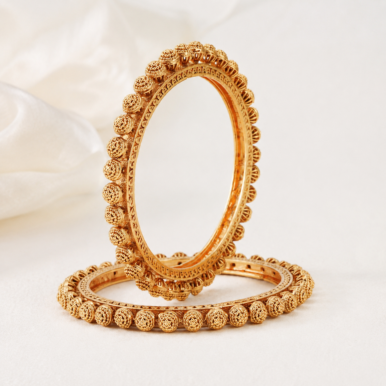 Gold Plated Plain Pacheli Bangle Set
