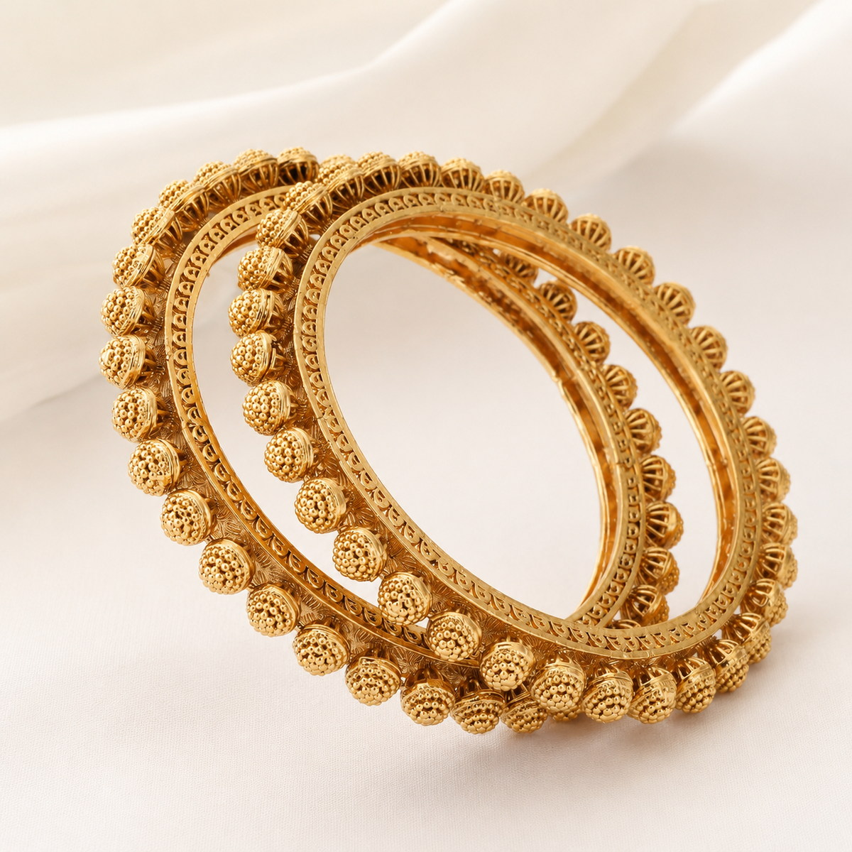 Gold Plated Plain Pacheli Bangle Set