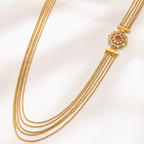 Beautiful side brooch gold chain necklace set