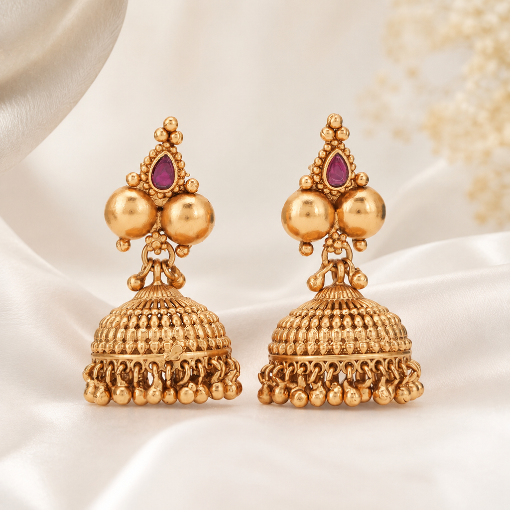 Gold Plated Stone Ball Necklace Set