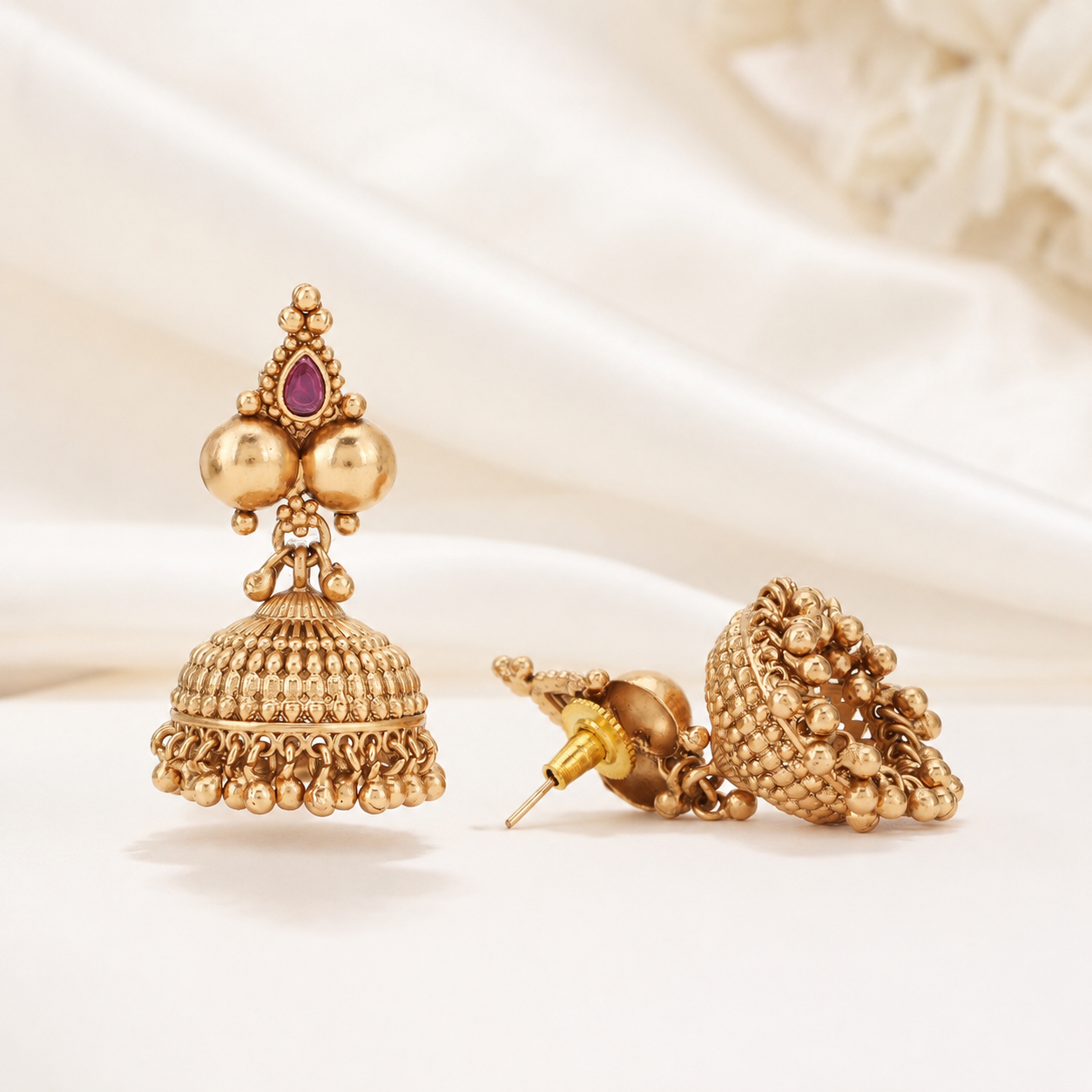 Gold Plated Stone Ball Necklace Set