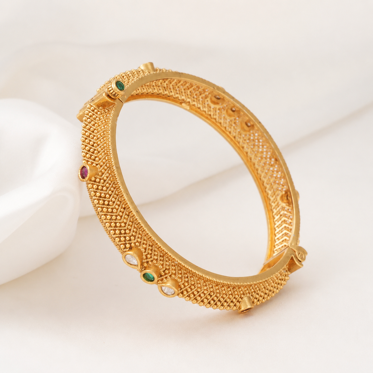 Gold Plated Stone Kada Bangle