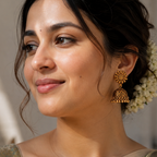 Stunning plain antique gold jhumka earring