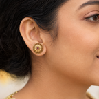 Gold Plated Floral Ruby Stud Earring