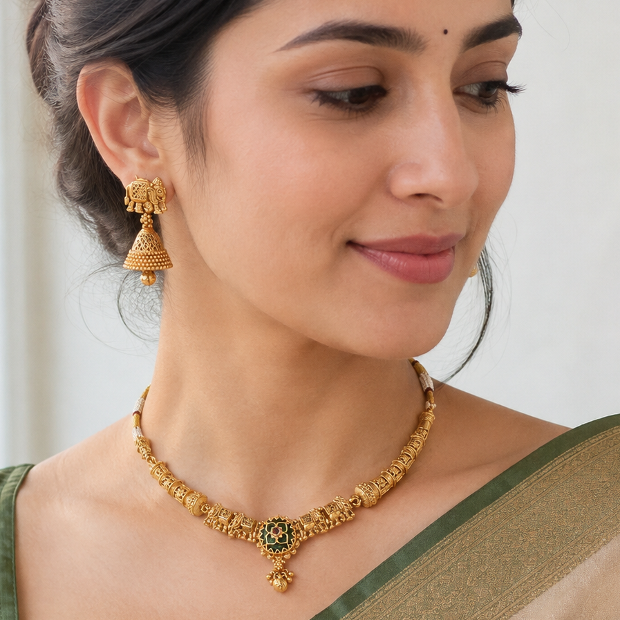 Gold Plated Stone Necklace Set