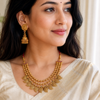 Gold Plated Plain Paisely Layer Neckalce Set