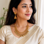 Gold Plated Plain Paisely Layer Neckalce Set