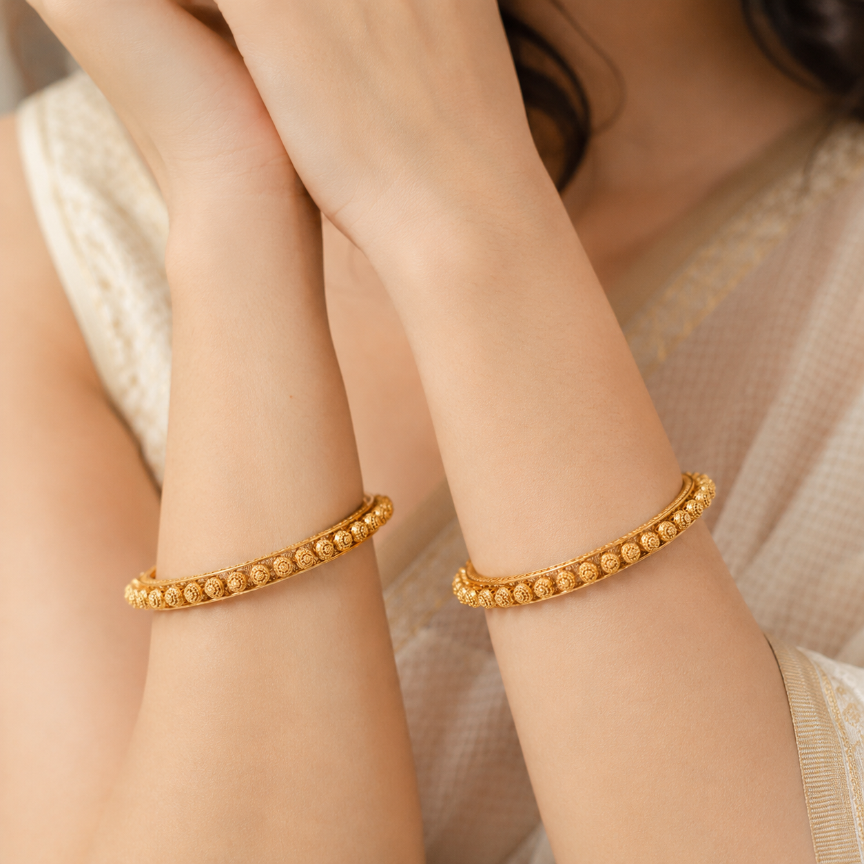 Gold Plated Plain Pacheli Bangle Set