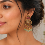 Beautiful long stone antique gold dangler earring