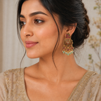 Beautiful long stone antique gold dangler earring