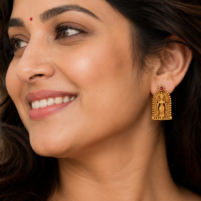 Beautiful maa lakshmi gold stud earring