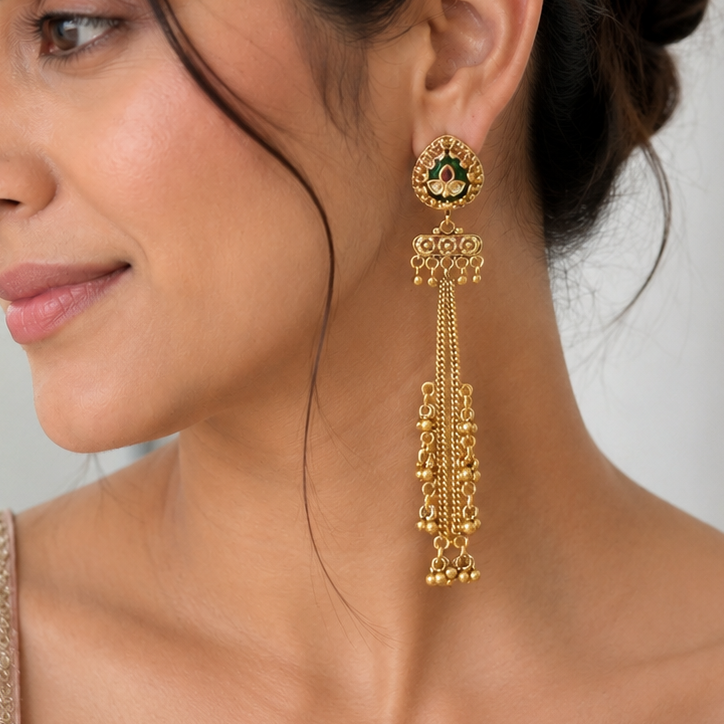 Antique Gold Sunehri Jhalar Danglers