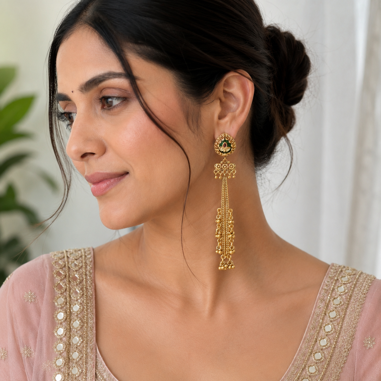 Antique Gold Sunehri Jhalar Danglers