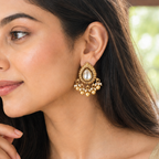 Stunning ball drop kundan antique gold earring