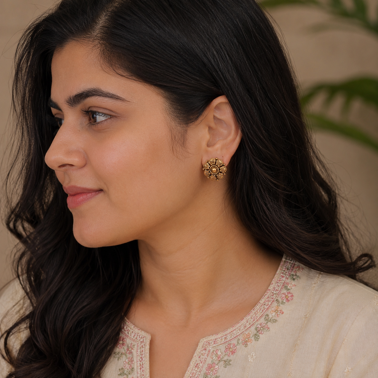 cute small antique gold stud earring
