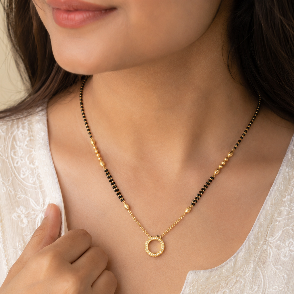 Elegant Diamond gold plated round mangalsutra