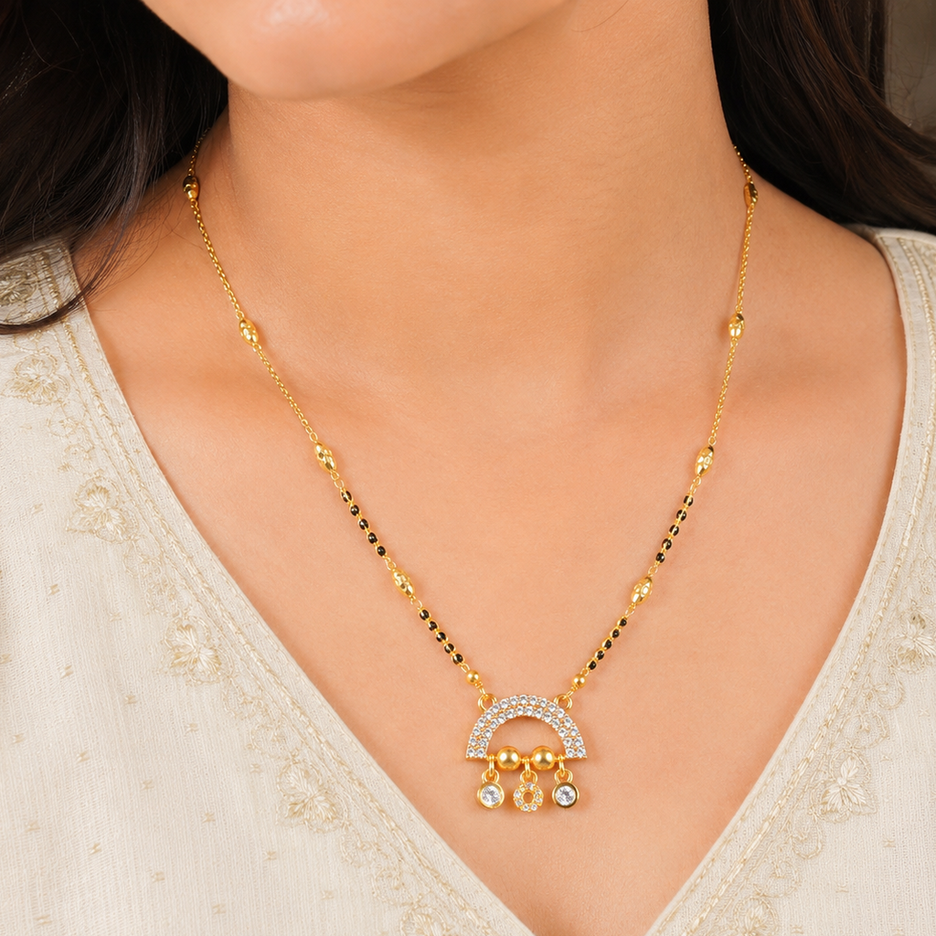 Sleek gold plated diamond mangalsutra