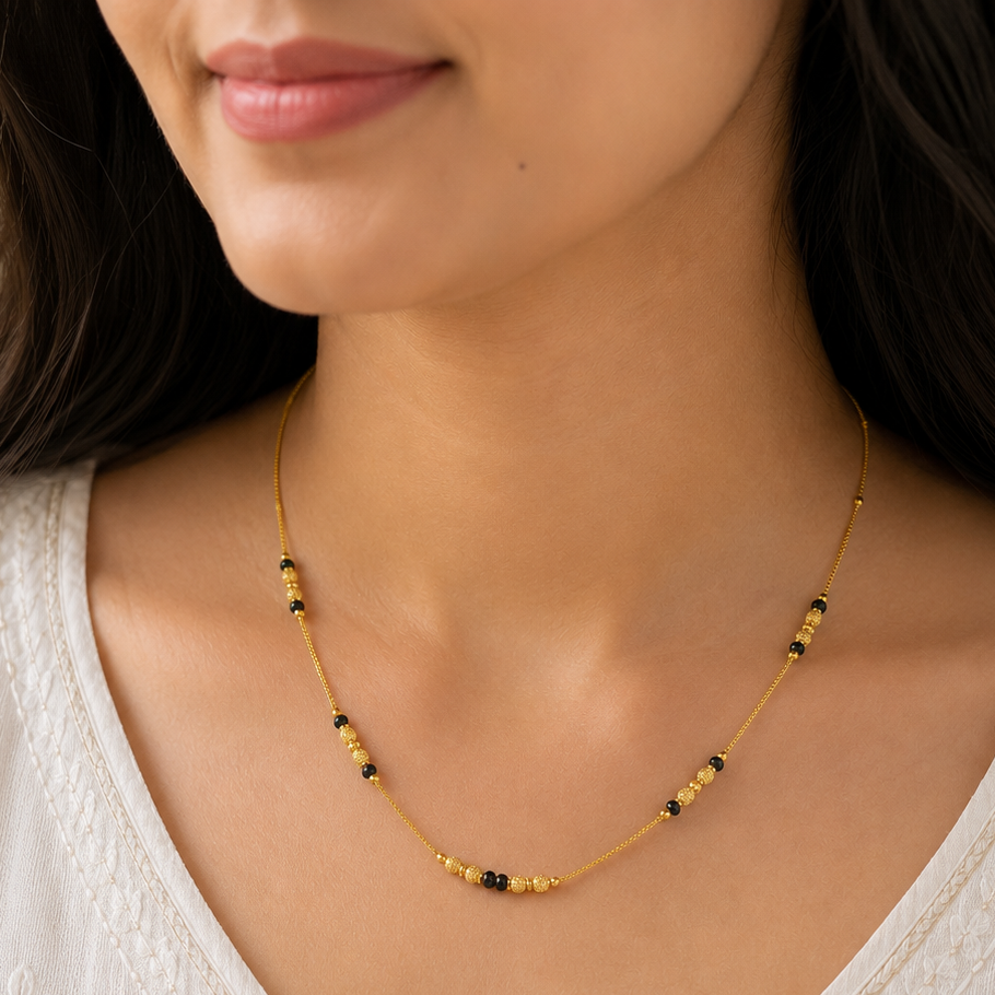 Sleek balls gold plated mangalsutra