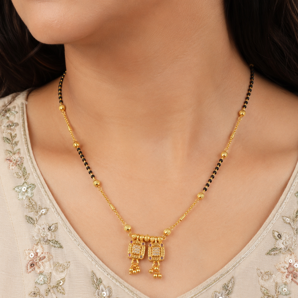Elegant diamond gold plated mangalsutra