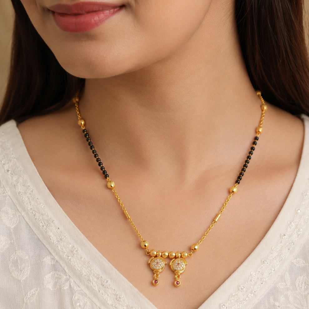 Gold plated diamond mangalsutra