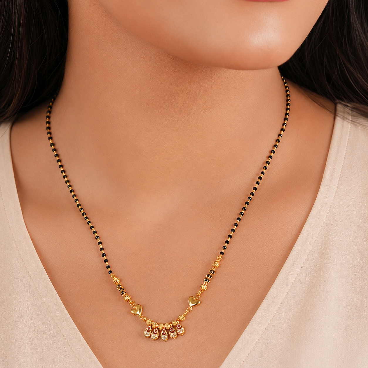 Sleek beautiful gold plated diamond mangalsutra