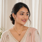 Stunning pearl drop ruby necklace set
