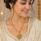 Stunning bold antique gold plated pendant set